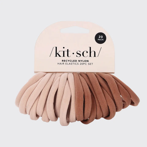 kitsch Eco-Friendly Nylon Hair Elastics 20pc set - Blush