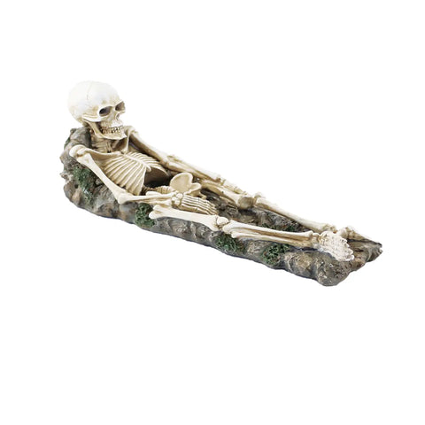 Incense Burner (12 in.) - Skeleton in Grave