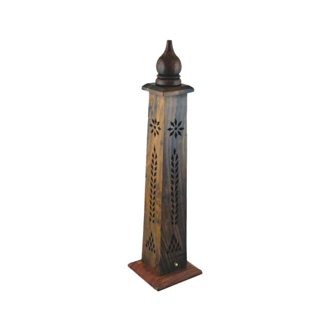 Hand Carved Incense Burner Tower - Tapered Flower