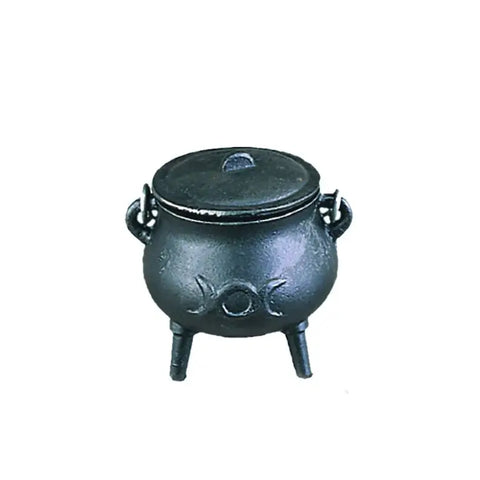 Mini Triple Moon Cast Iron Cauldron w/ Lid (3.5 in.)