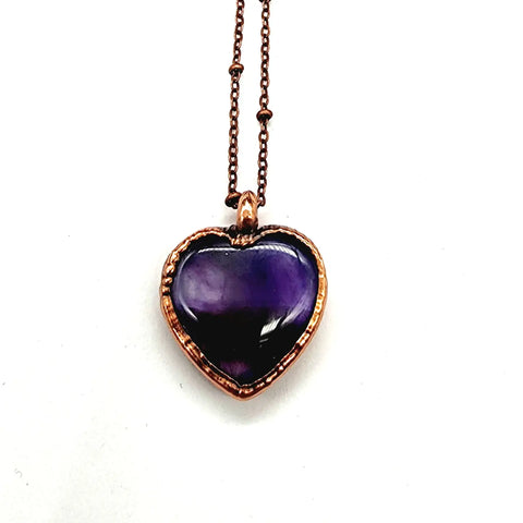 Amethyst Heart Pendant Necklace // Electroformed Jewelry