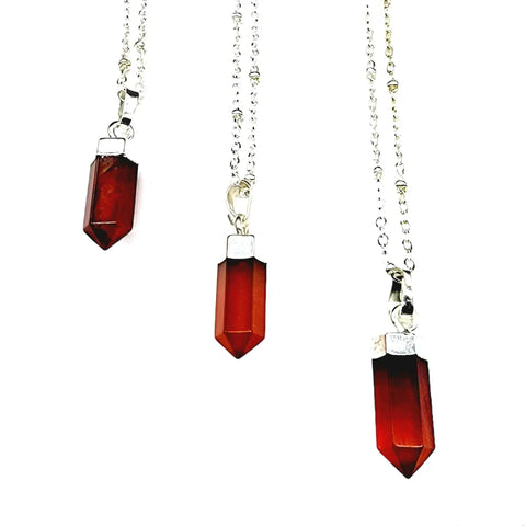 Petite Cylindrical Carnelian Point Necklace