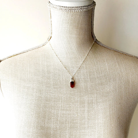 Petite Cylindrical Carnelian Point Necklace