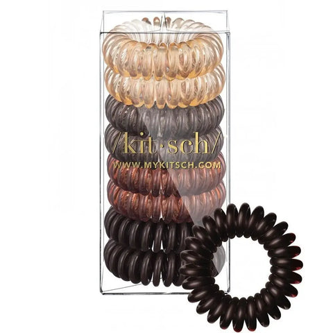 kitsch Spiral Hair Ties 8 Pack - Brunette