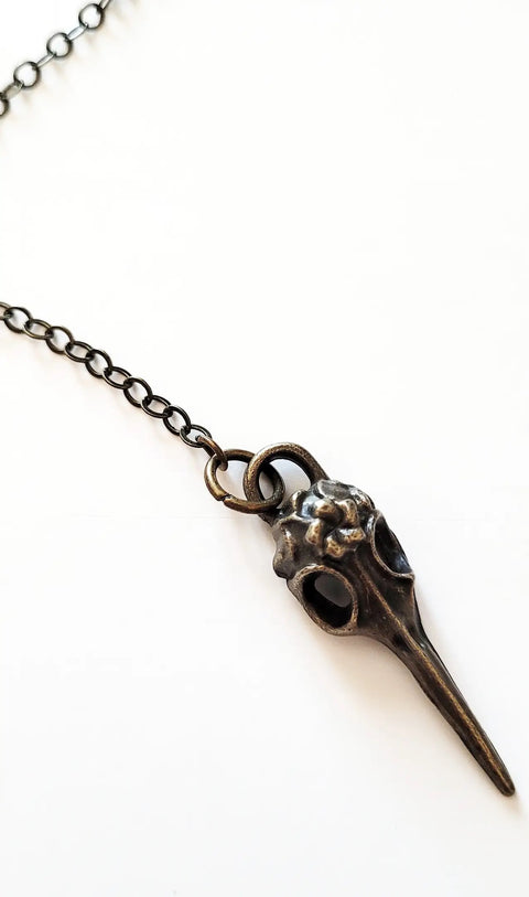 Raven Skull Charm/Black Bead Pendulum