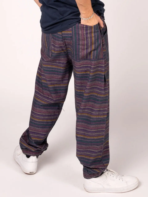 Striped Hippie Harem Pants - Rainbow