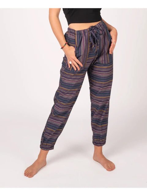 Striped Hippie Harem Pants - Rainbow